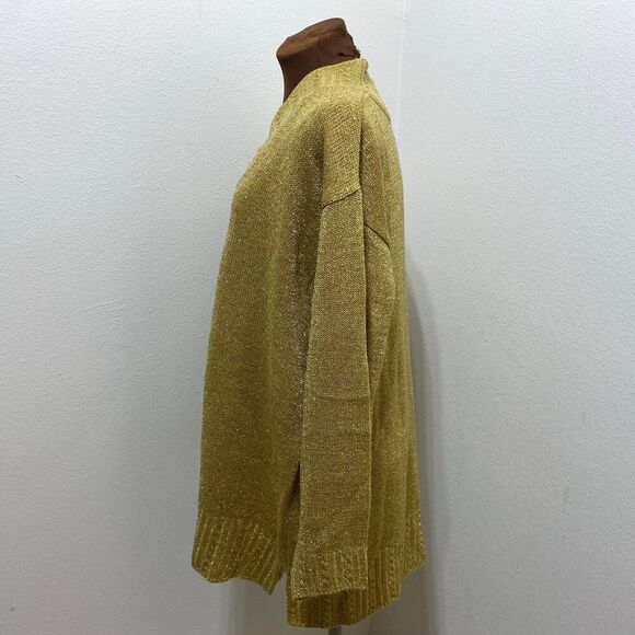 Diane Von Furstenberg Metallic Gold Sweater V Neck Size XXL - Picture 5 of 8